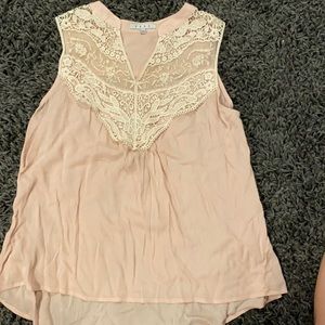 Baby pink lace detail tank top